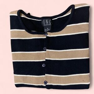 INC International Concepts Men's Black and Tan Striped Cardigan
